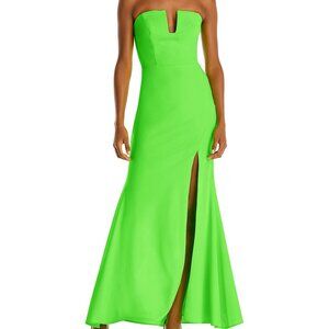 Aqua Women's Scuba Crepe Strapless Gown Green B4HP $278